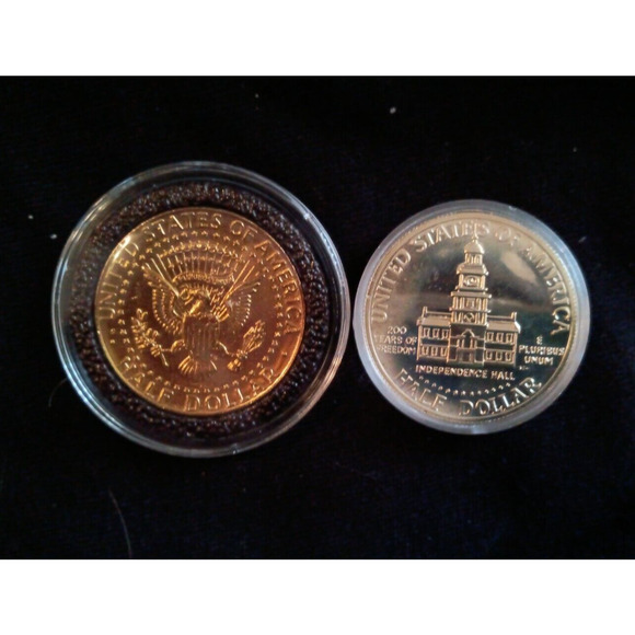 1 40% Silver Cameo Kennedy & 1 24k Gold & .999 Silver Plated 1996 Kennedy 1/2 $ - Picture 2 of 5